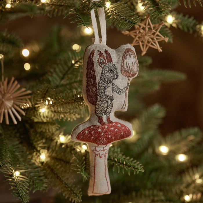 Squirrel with Mushroom Ornament