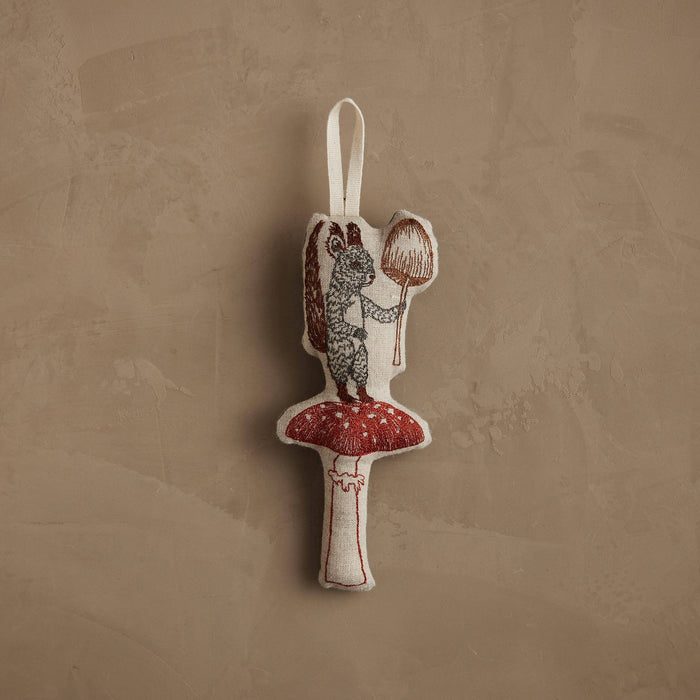 Squirrel with Mushroom Ornament