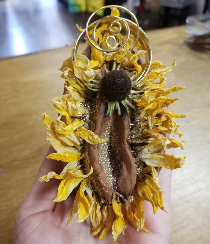 Sunflower Solstice One-of-a-kind Vulva WALL ART by VULVAR Productions