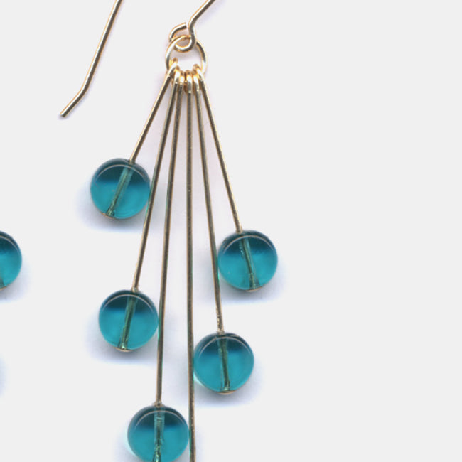 Teal Translucent Cluster Earrings