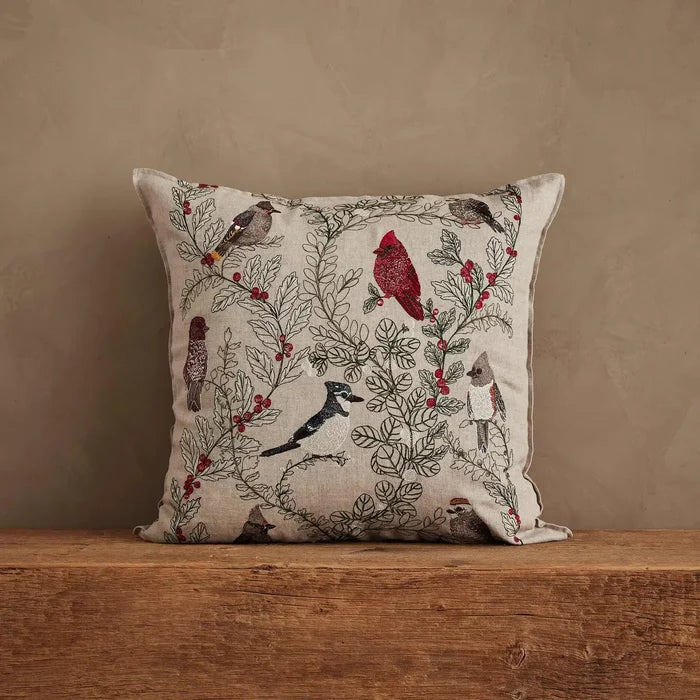 Winter Birds Square Pillow